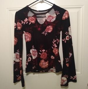 Floral Long Sleeve Crop Top